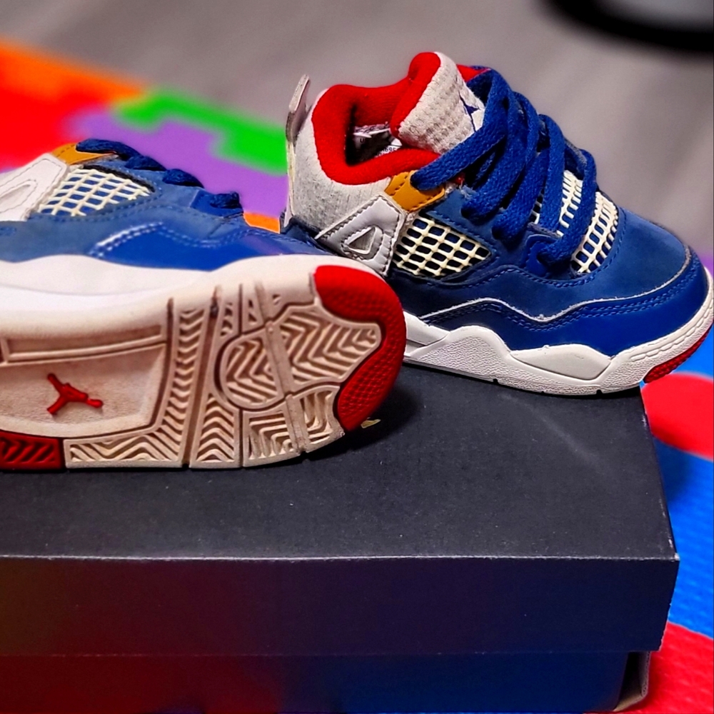 Kids Blue and Red Athletic Shoes